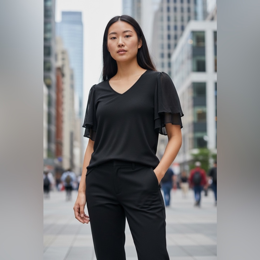 Philosophy Elegant Black V-Neck Blouse